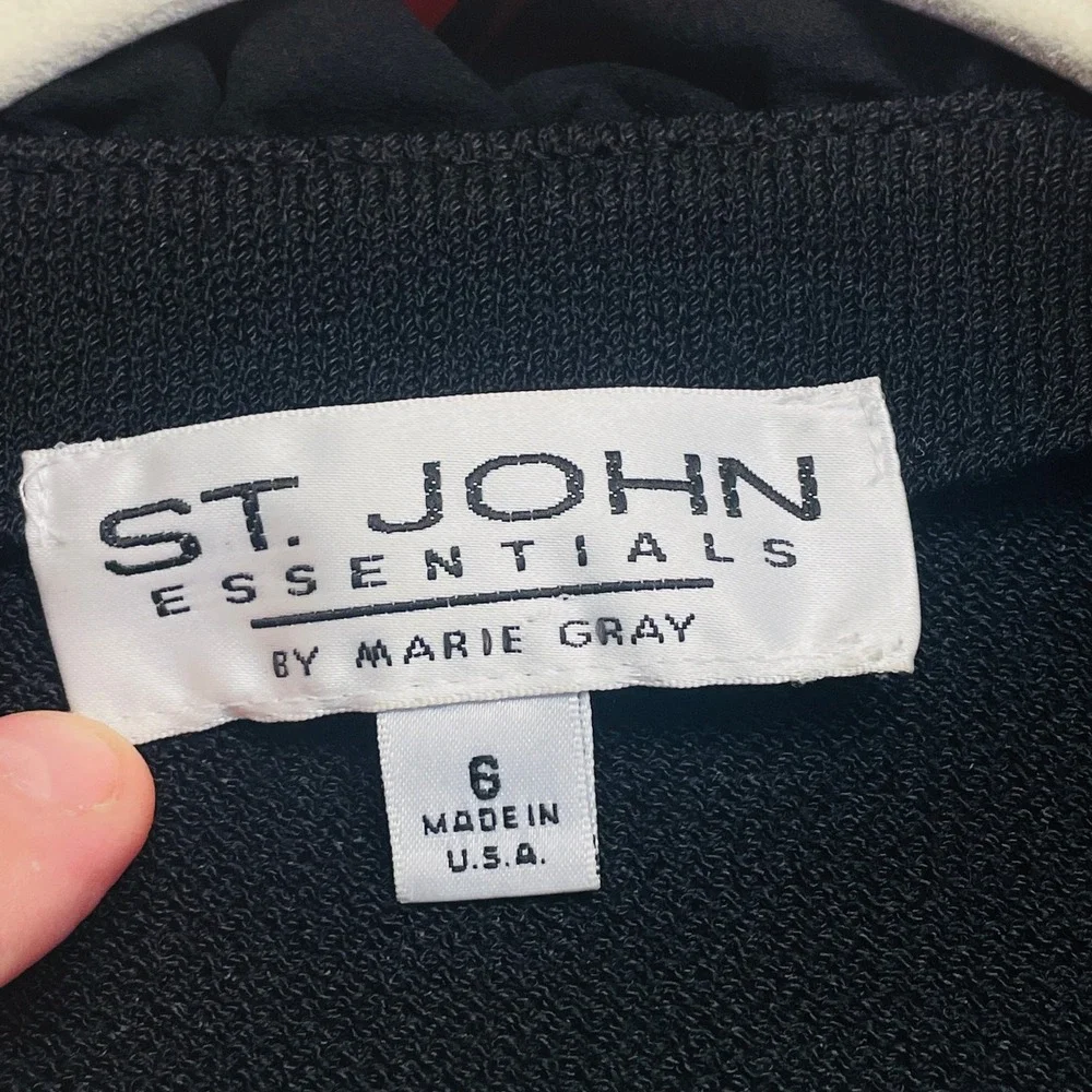 St.John Essentials Ruffled SilkRich Santana Knit Cardigan 6 Black Jacket Luxury